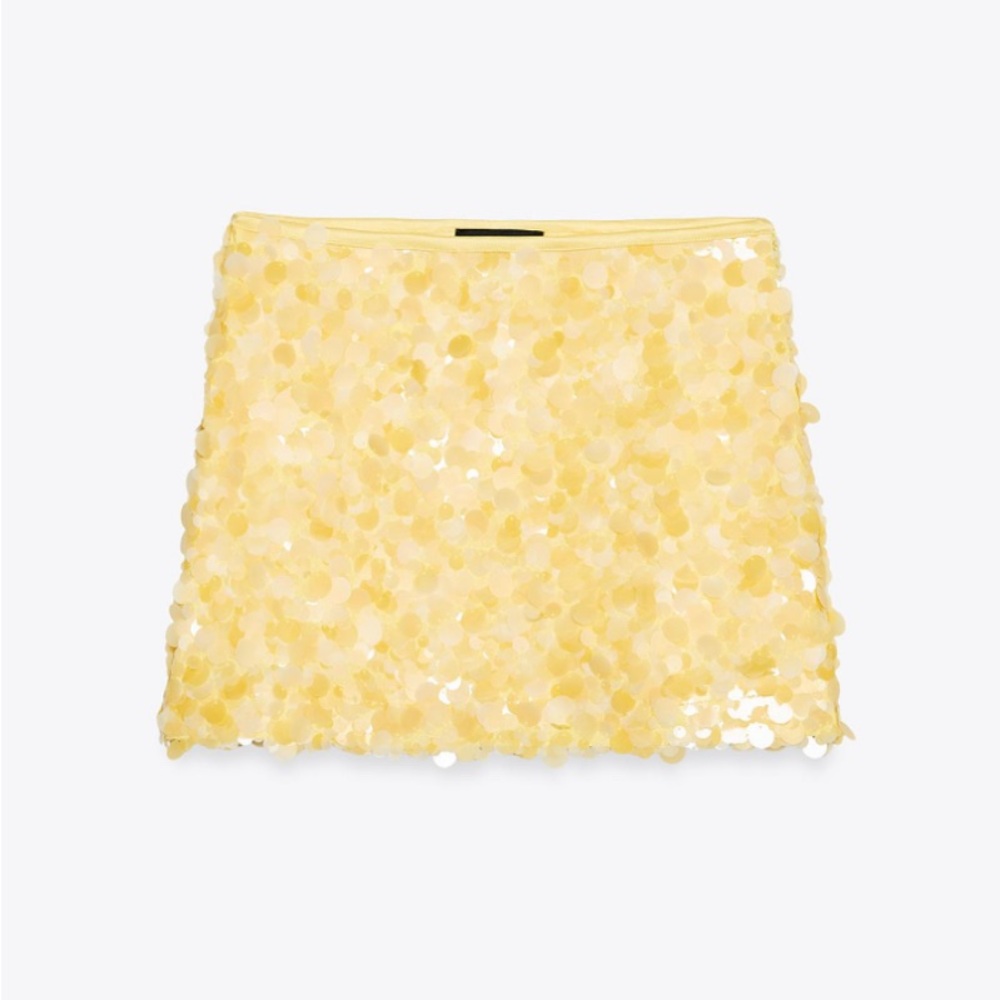 Zara Yellow Sequin Mini Skirt